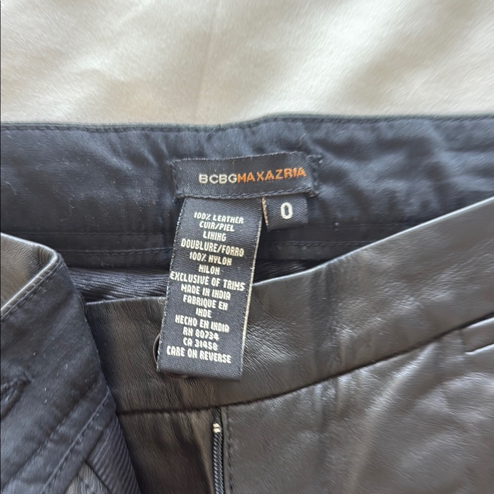 BCBGMaxAzria Black Leather Pants low waisted